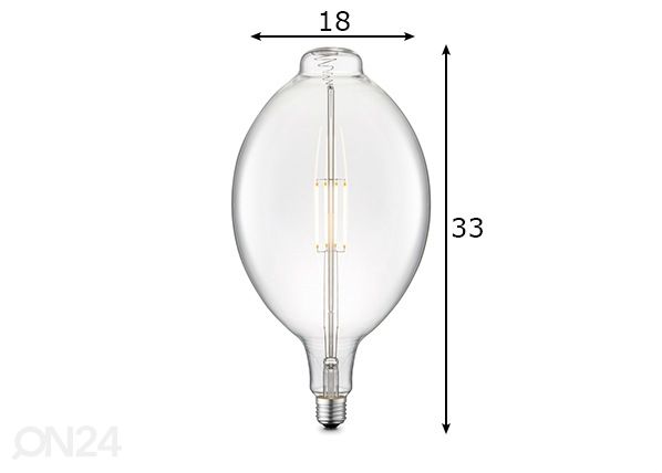 LED-pirn Carbon, E27, 4W mõõdud