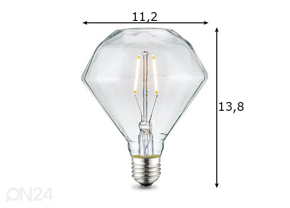 LED pirn Diamond, E27, 2W mõõdud