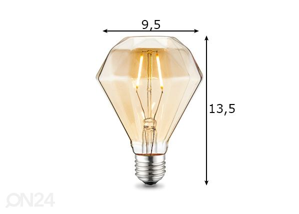 LED pirn Diamond, E27, 2W mõõdud