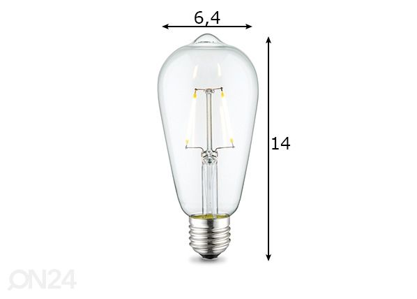 LED pirn Drop, E27, 2W mõõdud