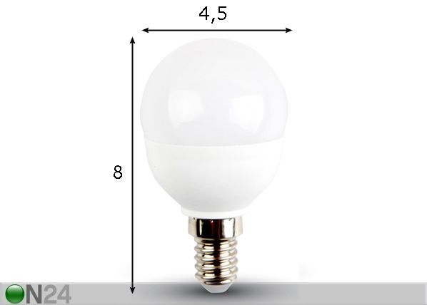 LED pirn E14 6 W 2 tk mõõdud
