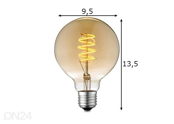 LED-pirn Spiral, E27, 4W mõõdud