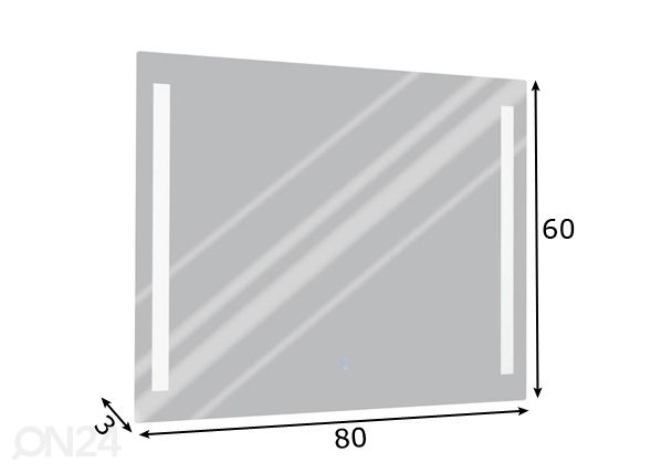 LED valgustusega peegel Buenavista, 60x80 cm mõõdud