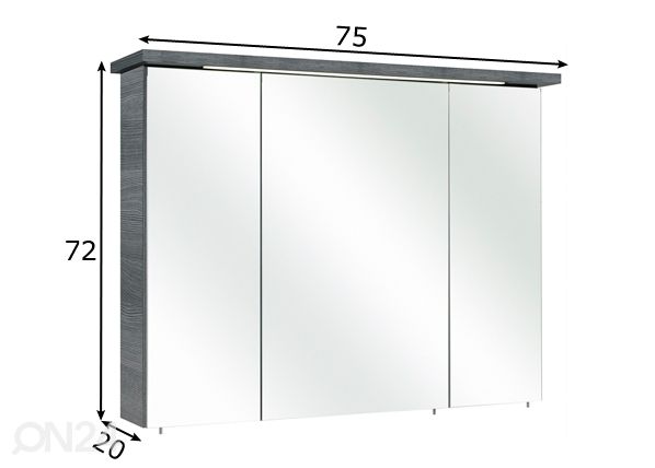 LED valgustusega peegelkapp 84-II 75 cm mõõdud