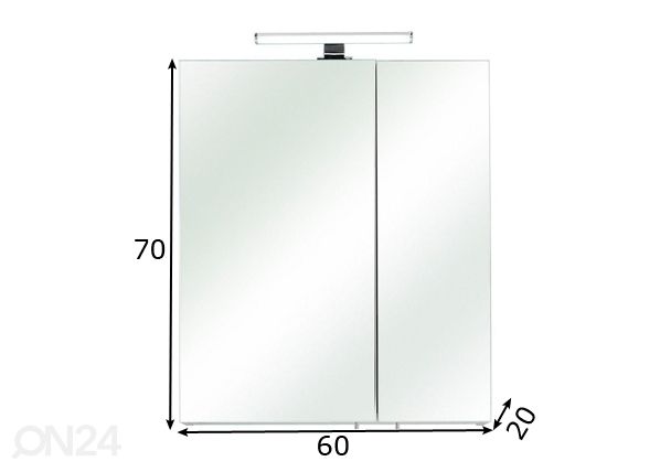 LED-valgustusega peegelkapp 86, 60 cm mõõdud