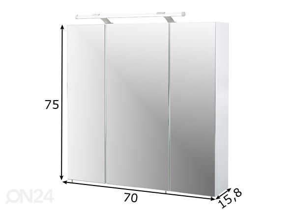 LED-valgustusega peegelkapp Dorina 70 cm mõõdud