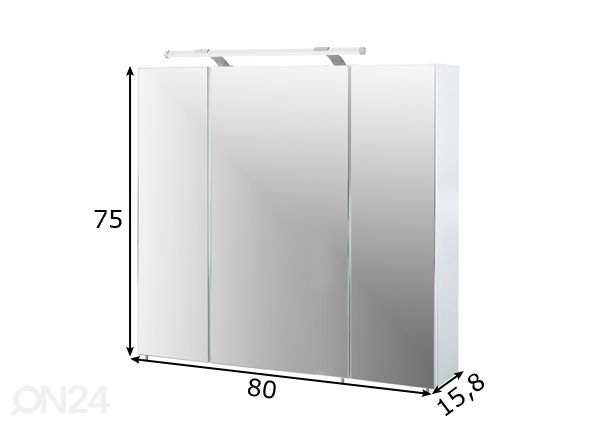 LED-valgustusega peegelkapp Dorina 80 cm mõõdud
