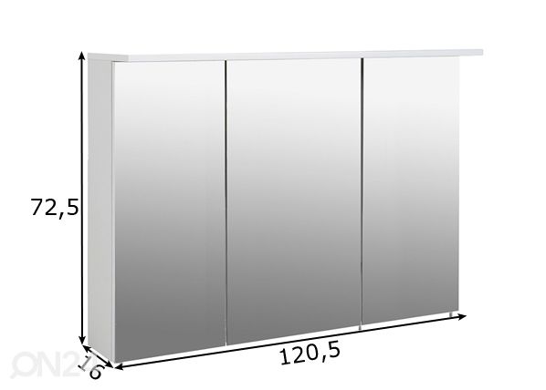 LED-valgustusega peegelkapp Profil 16 120,5 cm mõõdud