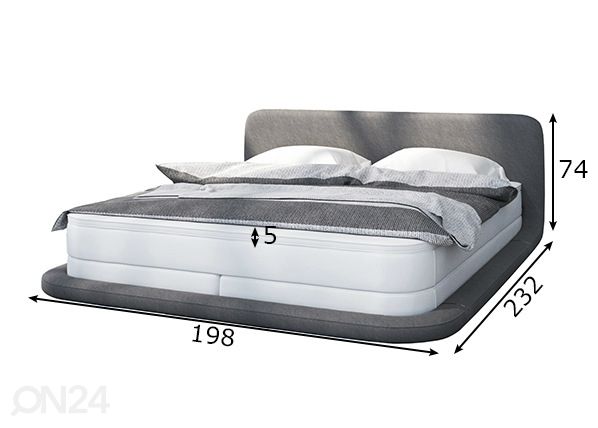 LED valgustusega voodi + madrats 180x200 cm mõõdud
