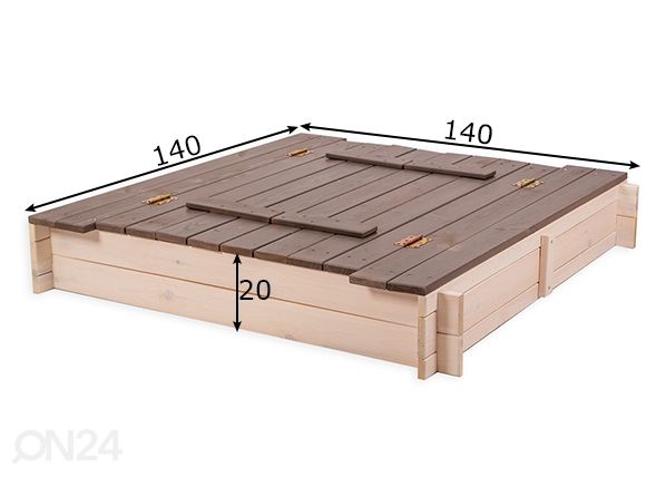 Liivakast kaane ja istmetega 140x140 cm mõõdud