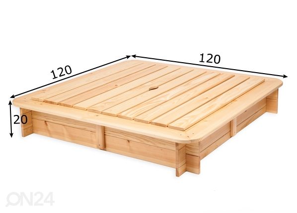 Liivakast kaanega 120x120 cm mõõdud