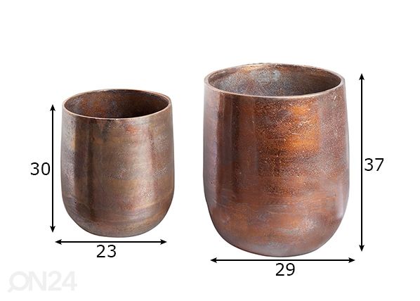 Lillepottide komplekt Copper L, 2 tk mõõdud