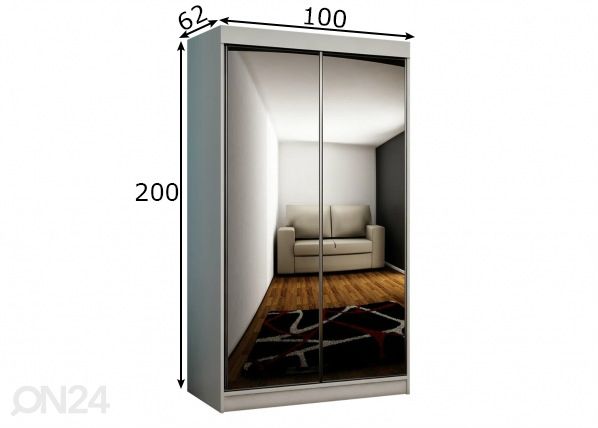 Lükandustega riidekapp 100 cm + LED mõõdud