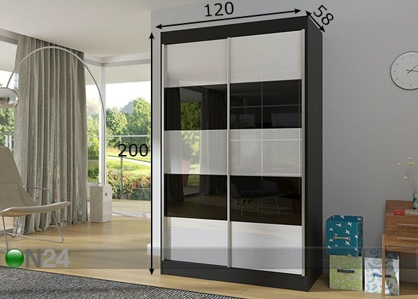 Lükandustega riidekapp 120 cm mõõdud