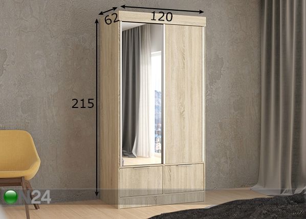 Lükandustega riidekapp 120 cm mõõdud