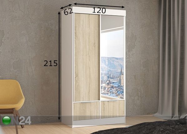 Lükandustega riidekapp 120 cm mõõdud