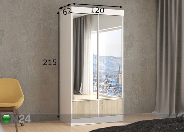 Lükandustega riidekapp 120 cm mõõdud