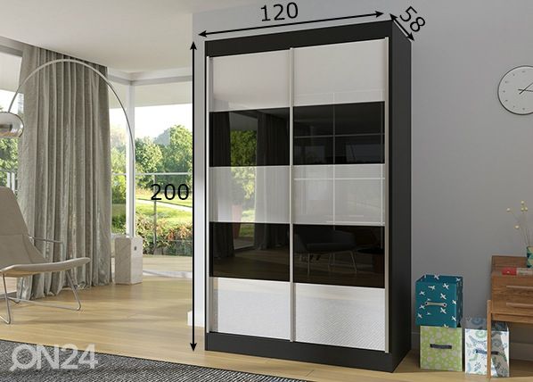 Lükandustega riidekapp 120 cm mõõdud