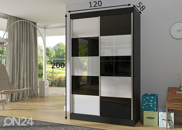 Lükandustega riidekapp 120 cm mõõdud