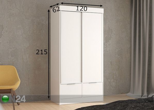 Lükandustega riidekapp 120 cm mõõdud