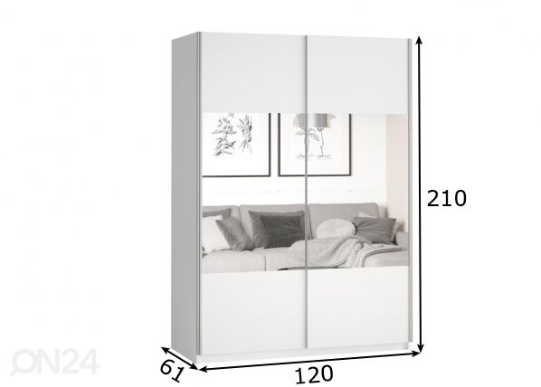 Lükandustega riidekapp 120 cm mõõdud