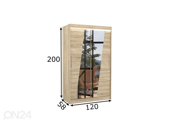 Lükandustega riidekapp 120 cm + LED mõõdud