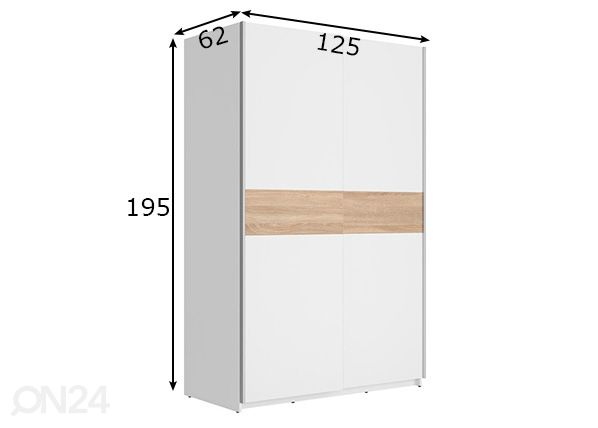 Lükandustega riidekapp 125 cm mõõdud