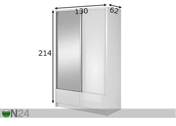 Lükandustega riidekapp 130 cm mõõdud