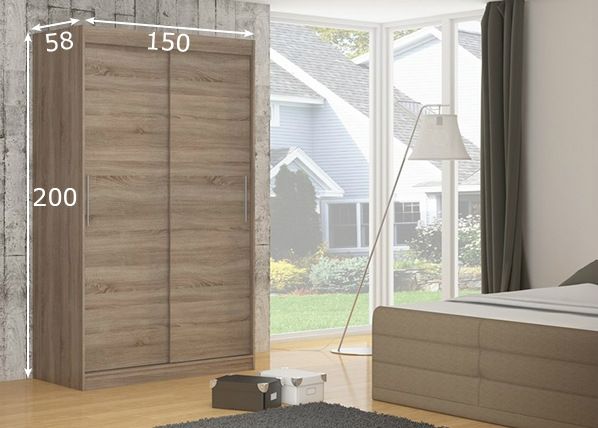 Lükandustega riidekapp 150 cm mõõdud