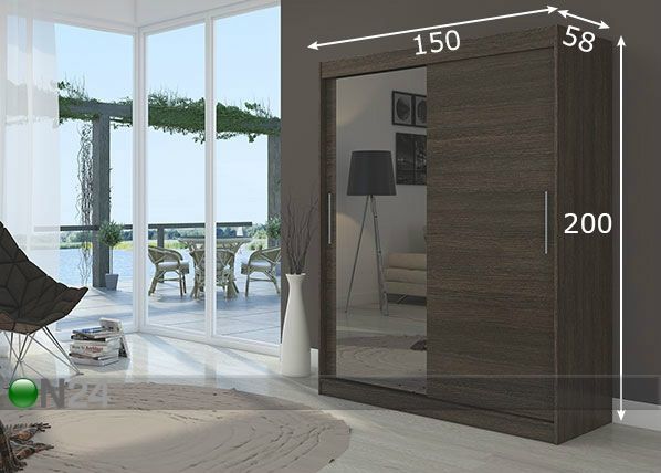 Lükandustega riidekapp 150 cm mõõdud