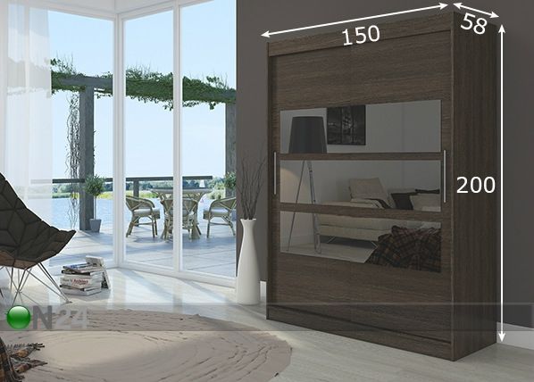 Lükandustega riidekapp 150 cm mõõdud