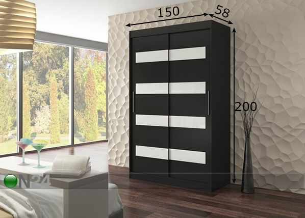 Lükandustega riidekapp 150 cm mõõdud