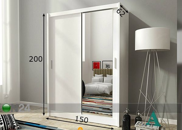 Lükandustega riidekapp 150 cm mõõdud