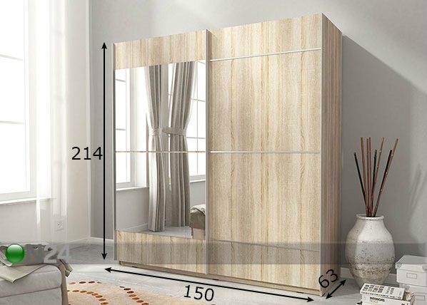 Lükandustega riidekapp 150 cm mõõdud