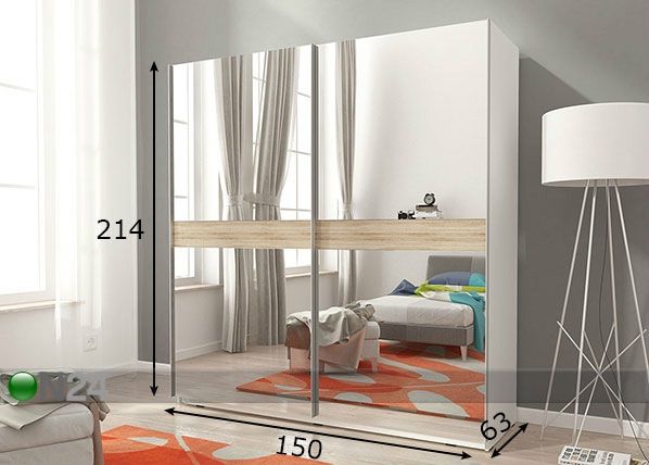 Lükandustega riidekapp 150 cm mõõdud