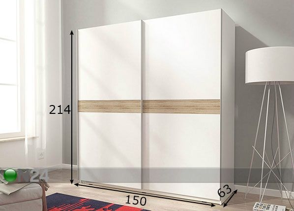 Lükandustega riidekapp 150 cm mõõdud