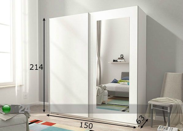 Lükandustega riidekapp 150 cm mõõdud