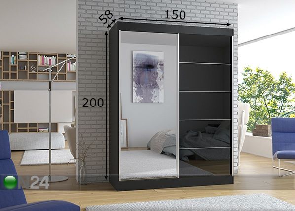 Lükandustega riidekapp 150 cm mõõdud
