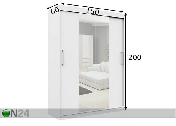 Lükandustega riidekapp 150 cm mõõdud