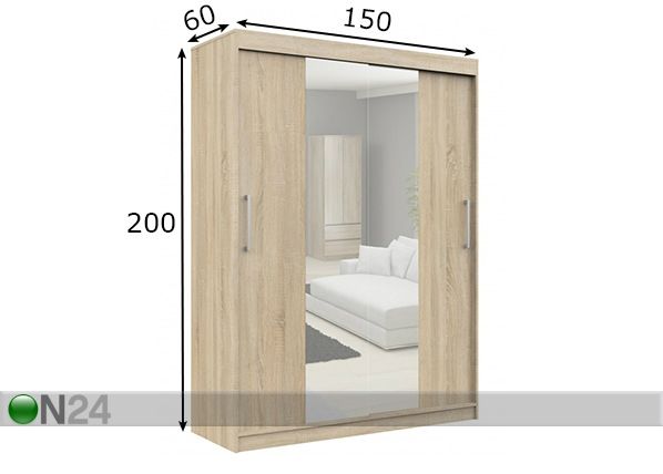 Lükandustega riidekapp 150 cm mõõdud