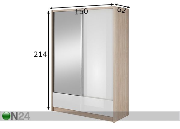 Lükandustega riidekapp 150 cm mõõdud