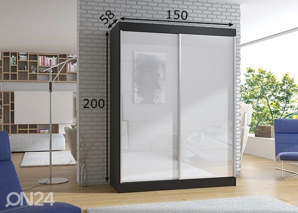 Lükandustega riidekapp 150 cm mõõdud