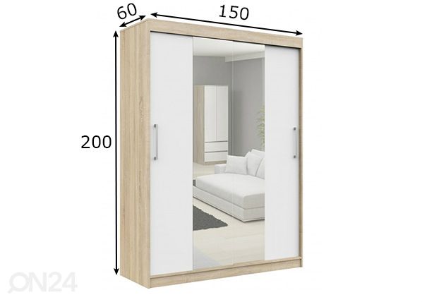 Lükandustega riidekapp 150 cm mõõdud