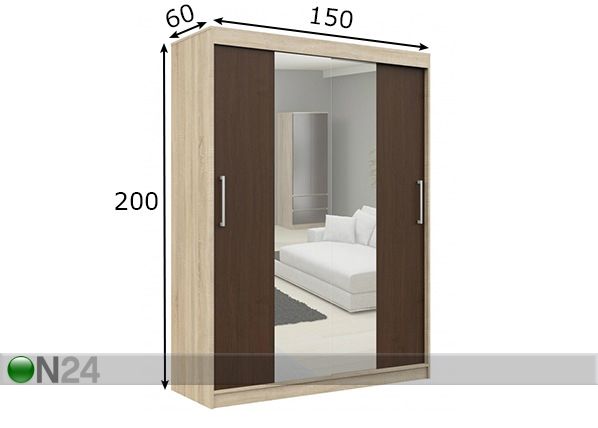 Lükandustega riidekapp 150 cm mõõdud