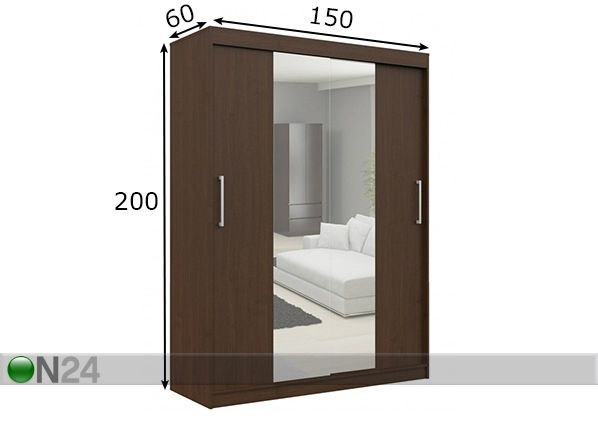 Lükandustega riidekapp 150 cm mõõdud