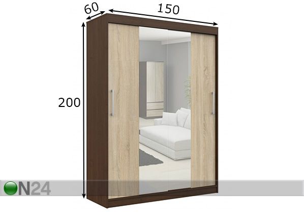 Lükandustega riidekapp 150 cm mõõdud