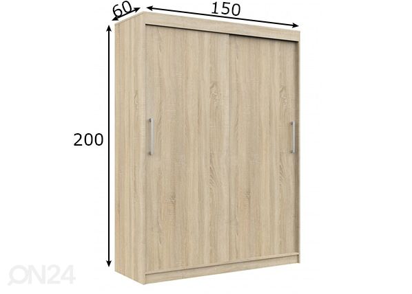 Lükandustega riidekapp 150 cm mõõdud