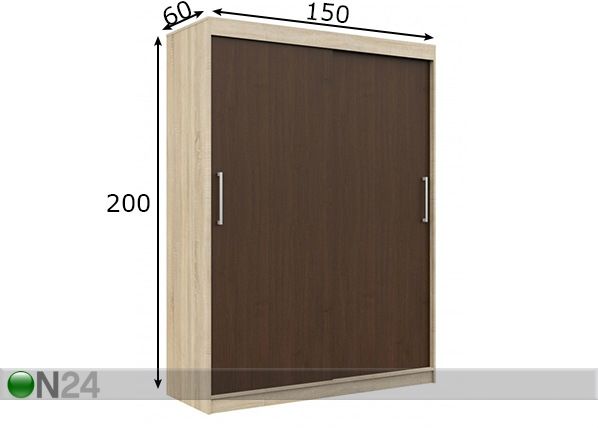 Lükandustega riidekapp 150 cm mõõdud