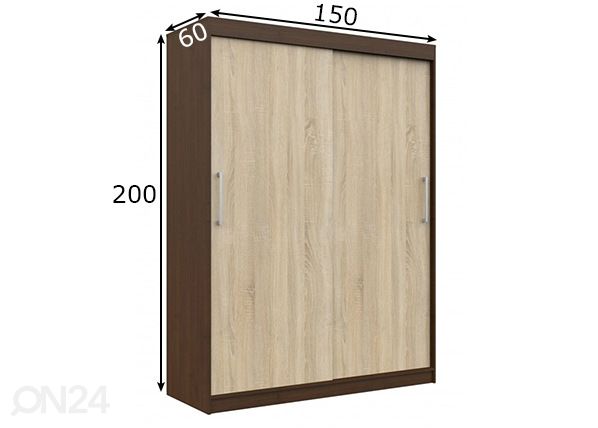 Lükandustega riidekapp 150 cm mõõdud