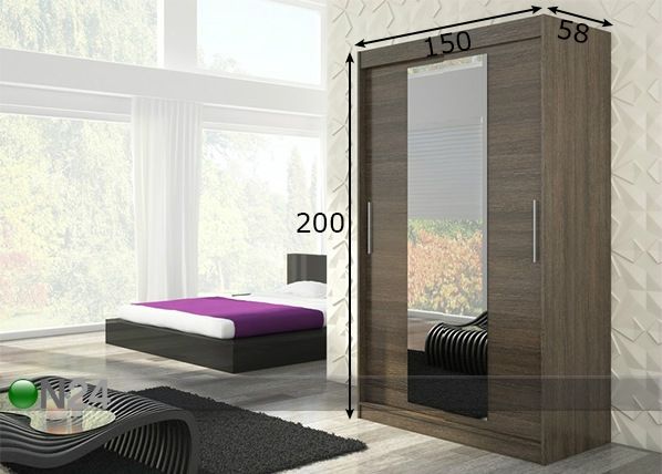 Lükandustega riidekapp 150cm mõõdud